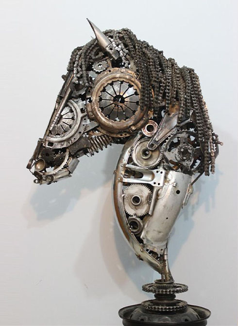 HINA, SEHRISH & HABIBA<br></br>Metal Sculpture<br></br>automobile spare parts<br></br>2019