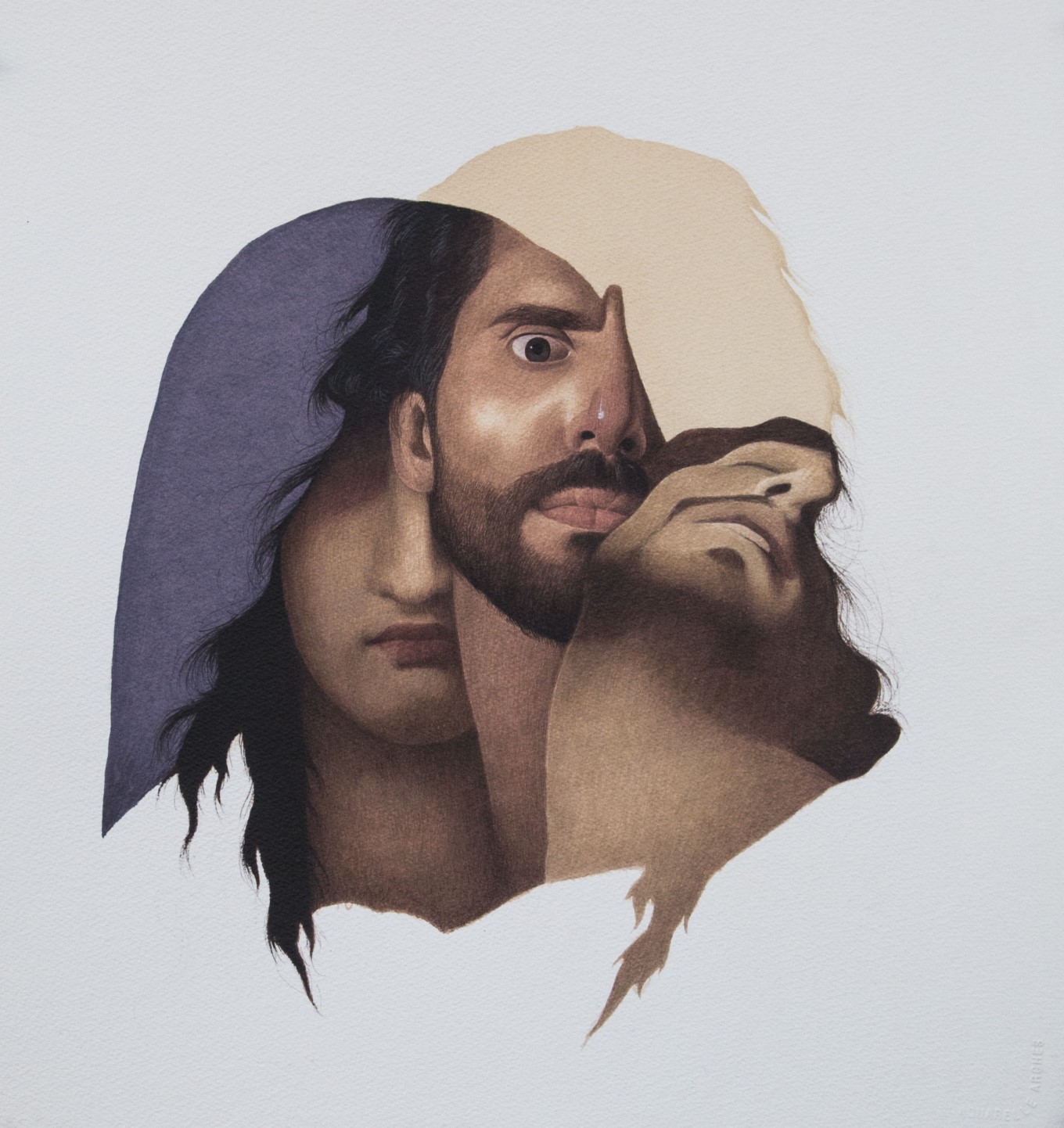 Title: Pieta<br></br>Medium: Opaque water colour on paper<br></br>Size: 18.5 x 19.5 inches