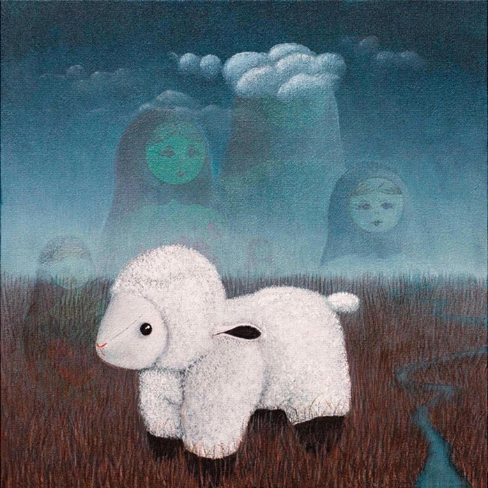 Irfan Gul Dahri<br></br>‘The Lamb Story<br></br>’Acrylics on Canvas<br></br>12x12 inches