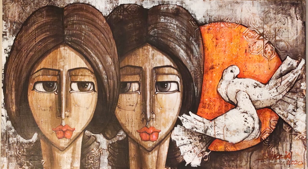 Shazia Salman<br></br>Untitled 3<br></br>Acrylics On Canvas<br></br>24x42 inches