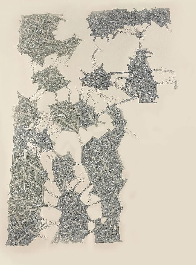 Hira Asim<br></br>The Construct, Archival Ink on Paper<br></br>45x60 Inches
