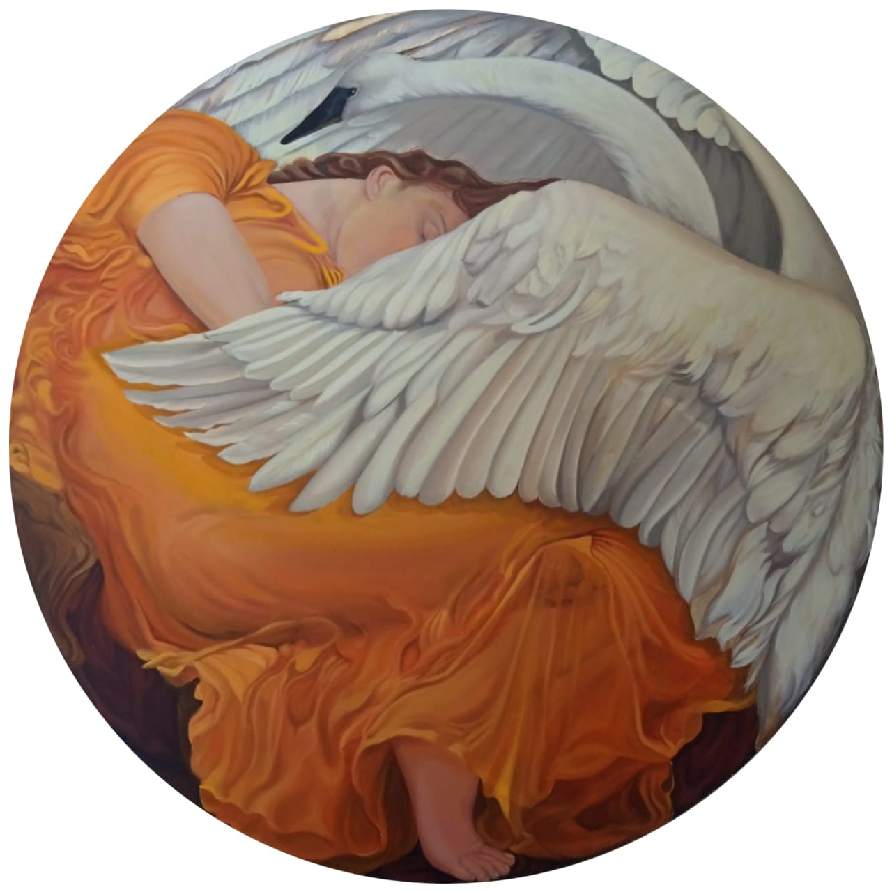 ‘Leda’s Flaming June’<br>Oil Paints & Gold Leaf on Canvas<br>48x48 inches<br>2022