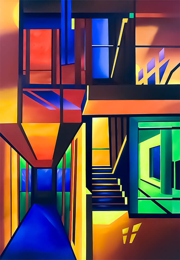 Bazil Habib <br> "Dis-connective-ly-connected" <br> 42 X 60 inches <br> oil on canvas <br> 140,000 PKR