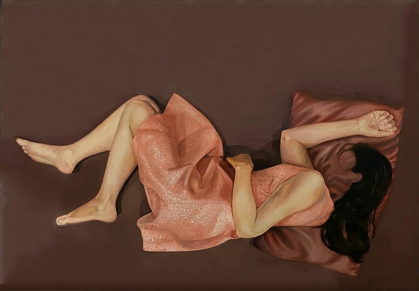 Artist: Amerzish Khalid <br>Recessing <br>Medium: Oil on canvas<br> Size: 36 x 48 inches