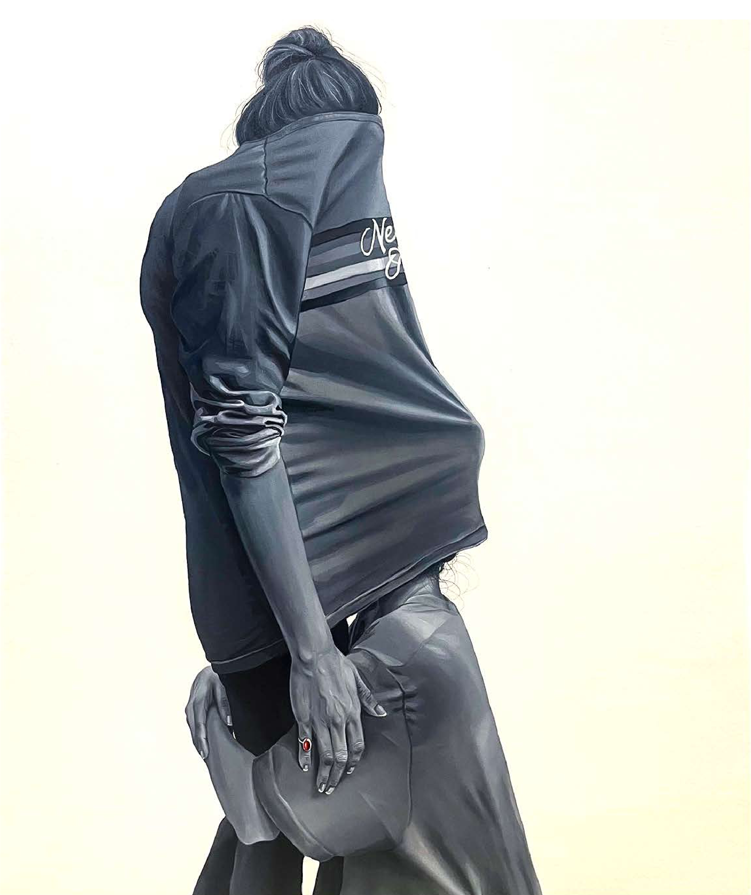 Artist: Zainab Aziz <br>Secret Holder<br> Medium: Oil on Canvas<br> Size: 42 x 24 in