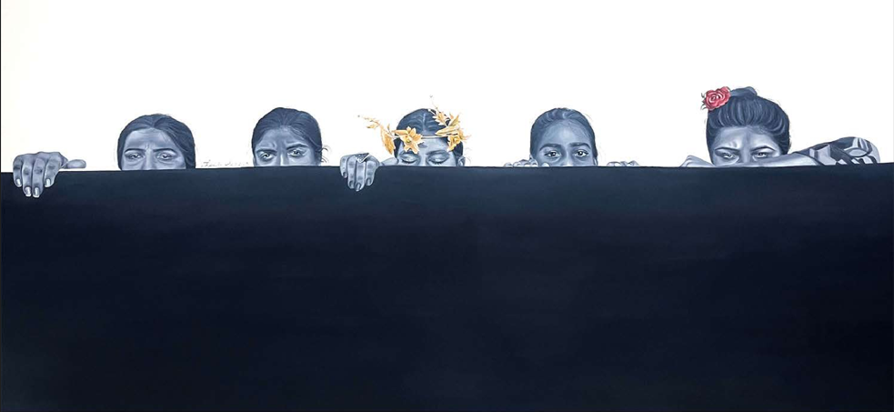 Artist: Zainab Aziz <br>Sneaky Peaky Blinder<br> Medium: Oil on Canvas<br> Size: 60 x 44 in
