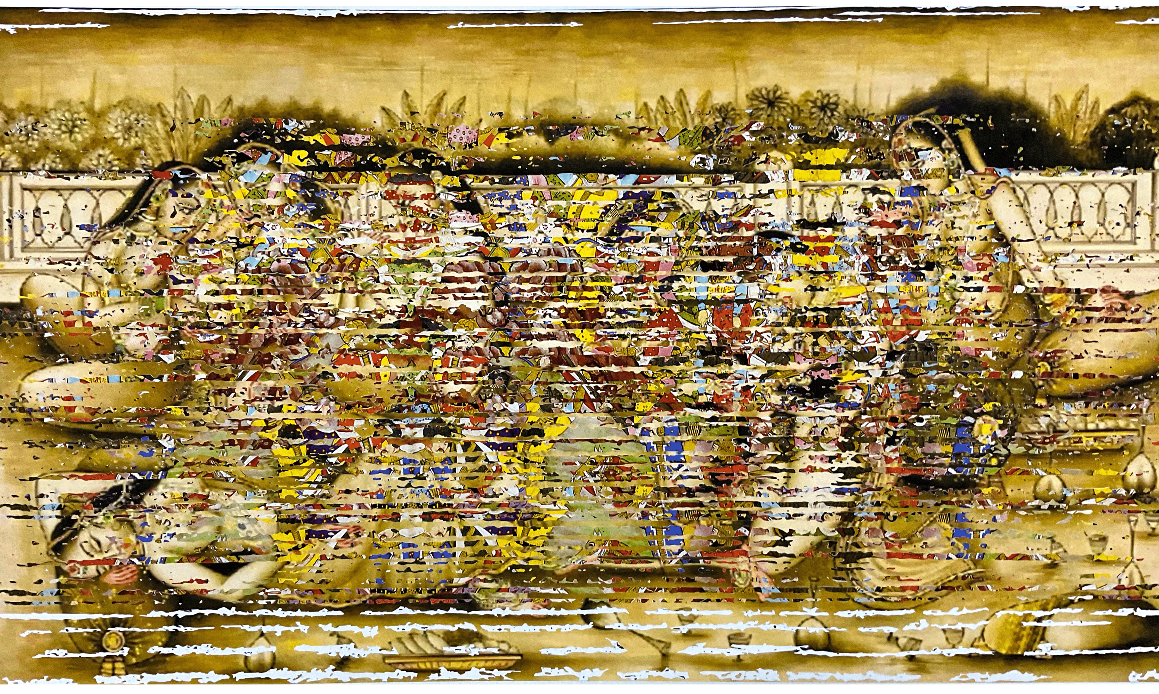 Title: Swad Agaya Badshaho IV<br> Medium: Paper Collage On Paper<br> Size: 23x40 inches