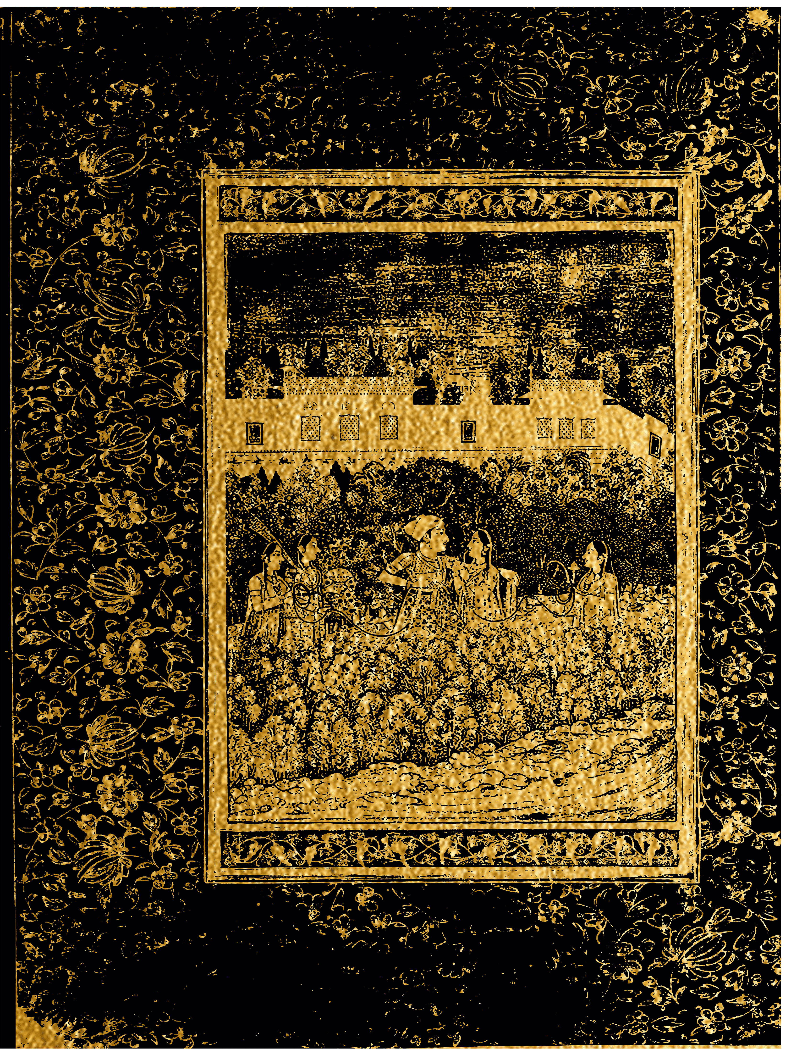 Artist: Shiblee Muneer<br> Title: Ho Gaiyan Fer Mojan Hi Mojan III<br> Medium: Gold Leaf on Black Coated<br> Size: 30x40 inches
