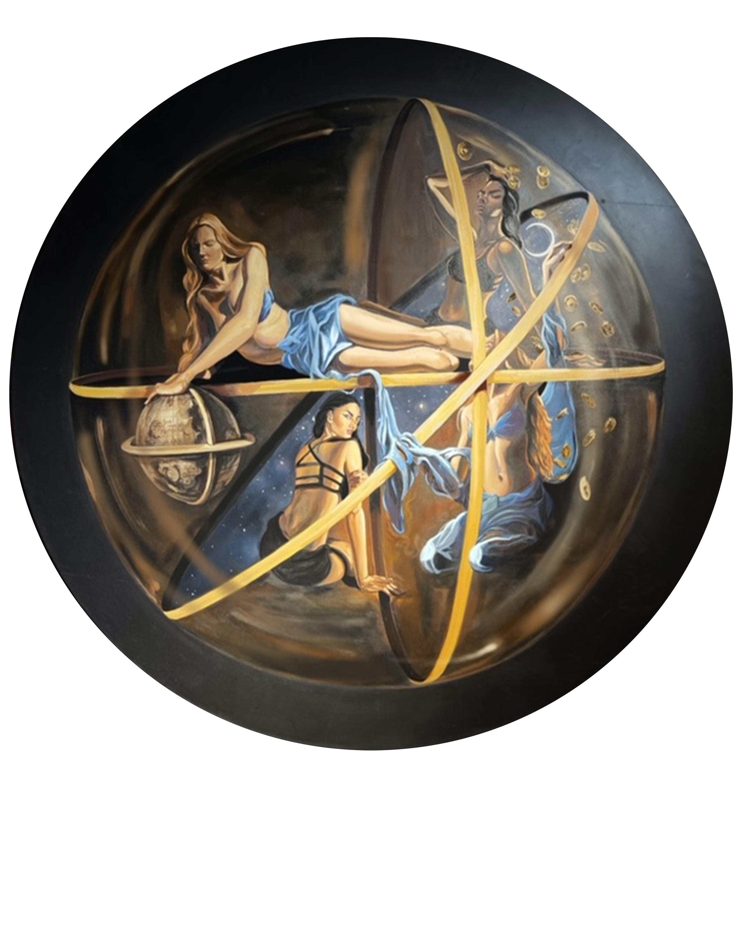 Title: AS THE UNIVERSE, SO THE SOUL<br> Medium: Oil on canvas<br> Size: 3 feet diameter CO