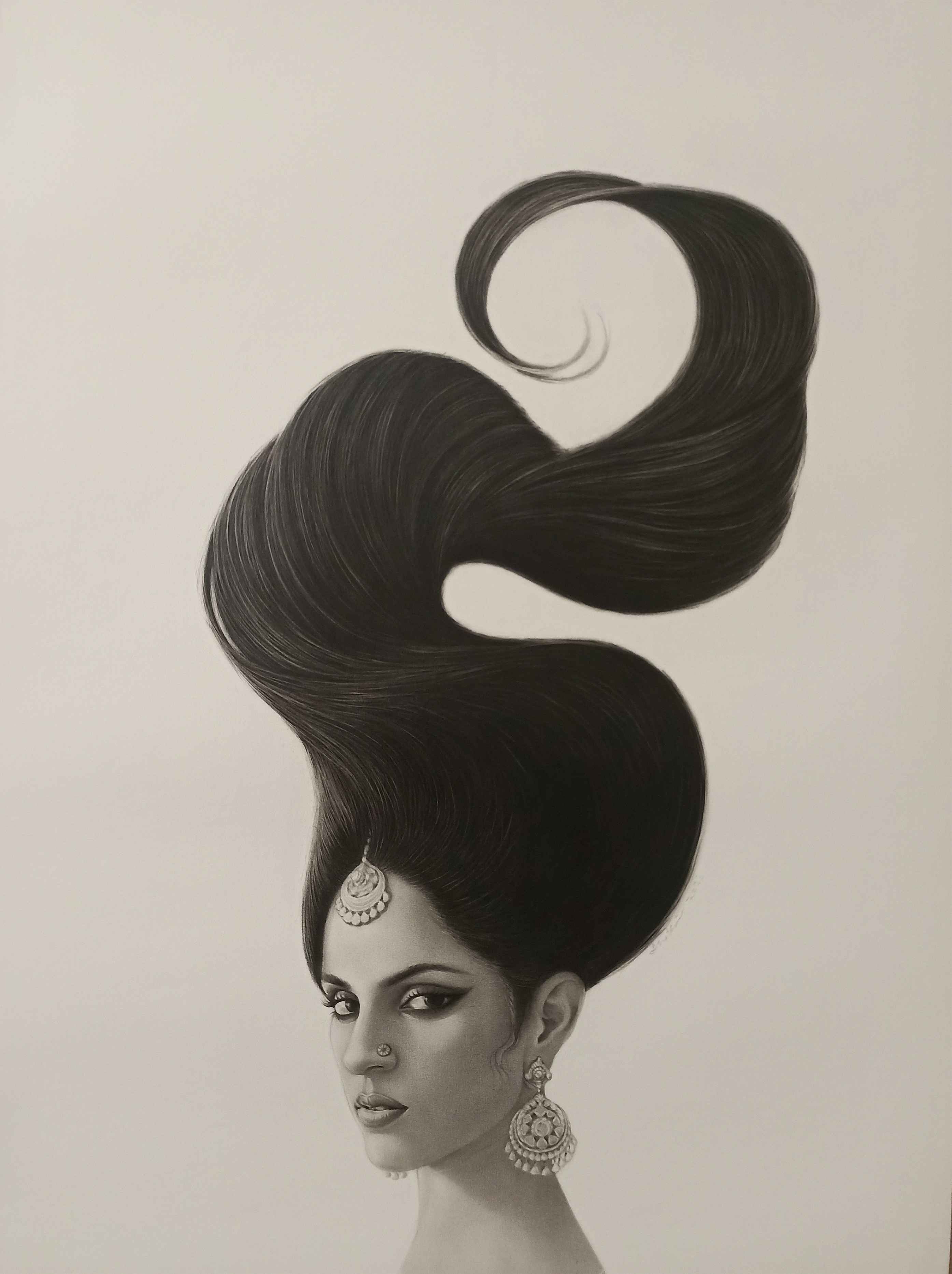 Title: UNTITLED 04<br> Medium: Graphite andCharcoal on paper<br> Size: 43x30 inches