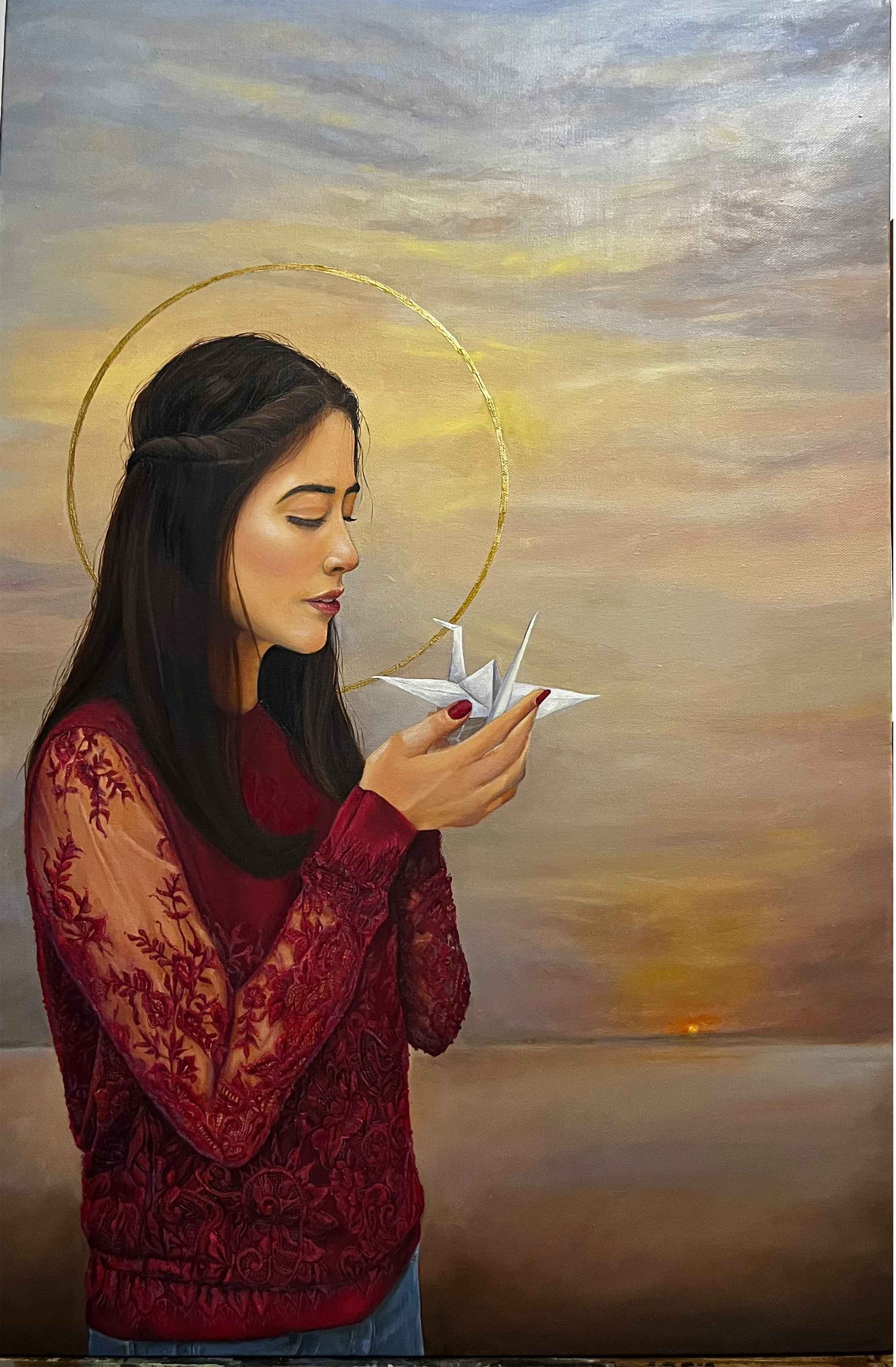 Artist:  Saba Haroon <br> Title: HOPES ENTWINED LLL <br>Medium: Oil on canvas<br> Size: 24x36 inches