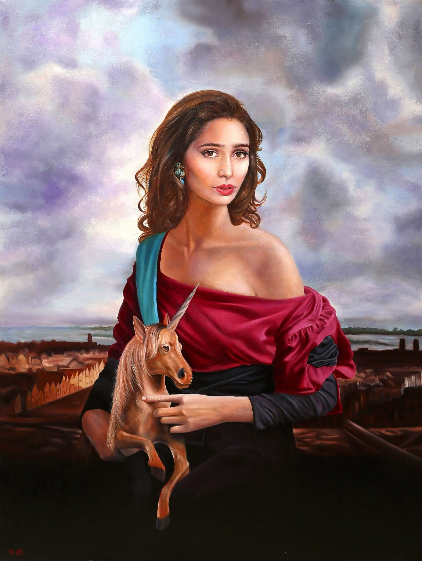 Artist: Mirchi Ali<br/>Title: "Dreamland Of The Horse" <br> Medium: Oil on Canvas<br>Size: 48x36inches