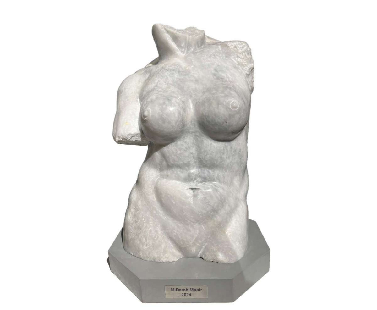 Artist: Darab Munir<br/>Title: "Venus" <br> Medium: Ziarat White Marble<br>Size: 19x12x8<br>Year: 2024