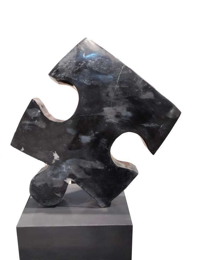 Artist: Darab Munir<br/>Title: "Mystery" <br> Medium: Black Jet Marble<br>Size: 18x12x2<br>Year: 2024