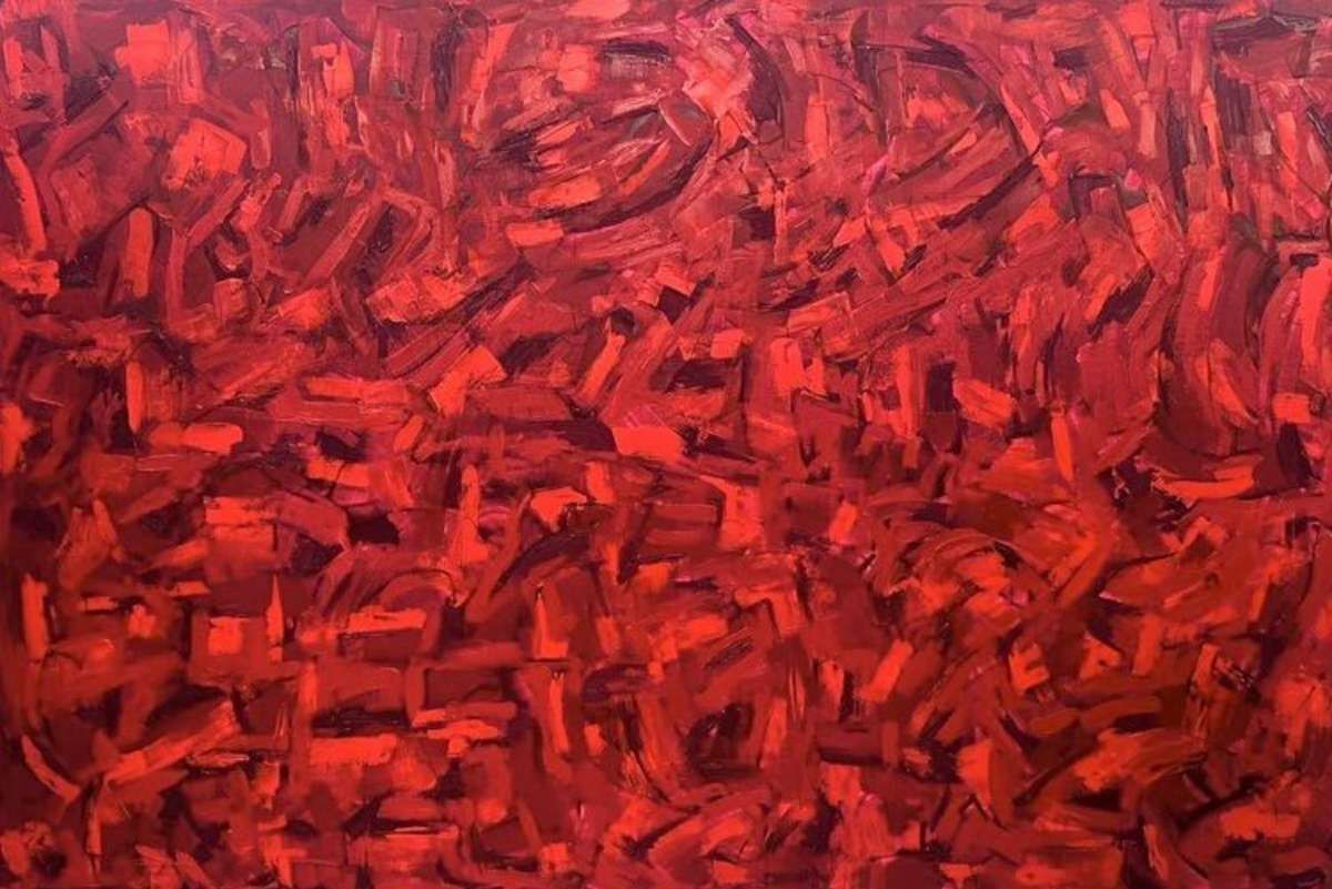 Artist: Sabeela Iqbal <br/>Title: "Untitled<br> Medium:  Oil on Canvas<br>Size: 96x66 in <br>Year: 2024