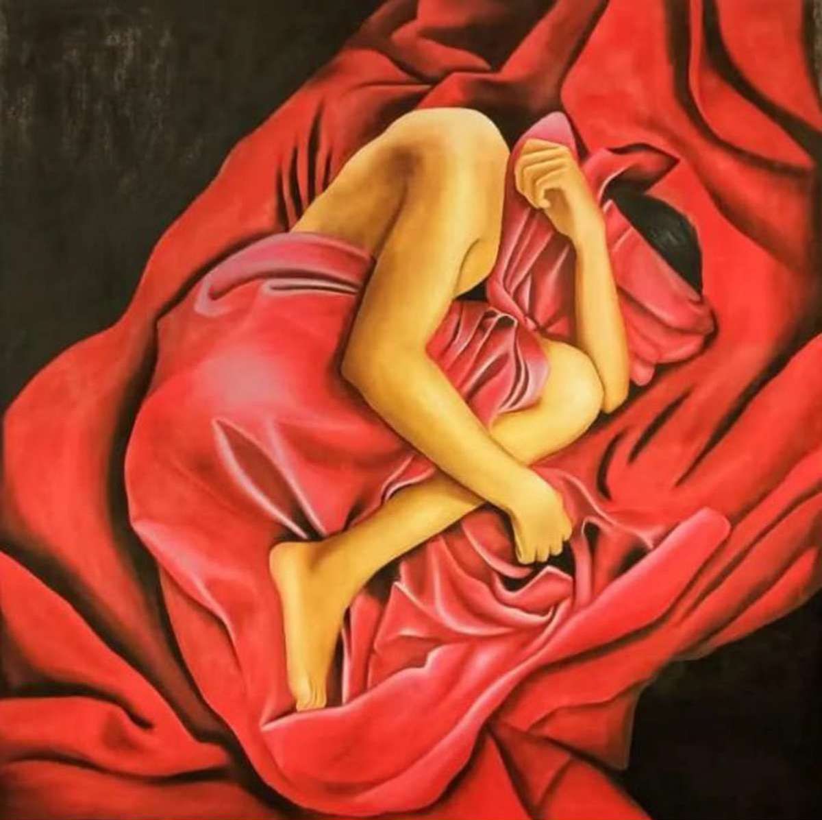 Artist: Sana Fatima <br/>Title: "Untitled<br> Medium:  Oil on Canvas<br>Size: 60x60 in <br>Year: 2024