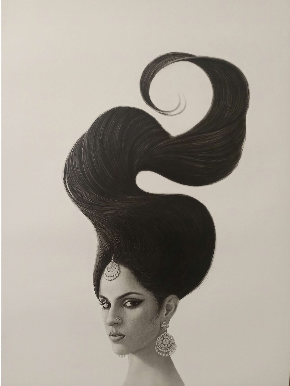 Artist: Ali Karimi<br/>Title: "Untitled 4" <br> Medium: Graphite and Charcoal on paper<br>Size: 43 x 30in