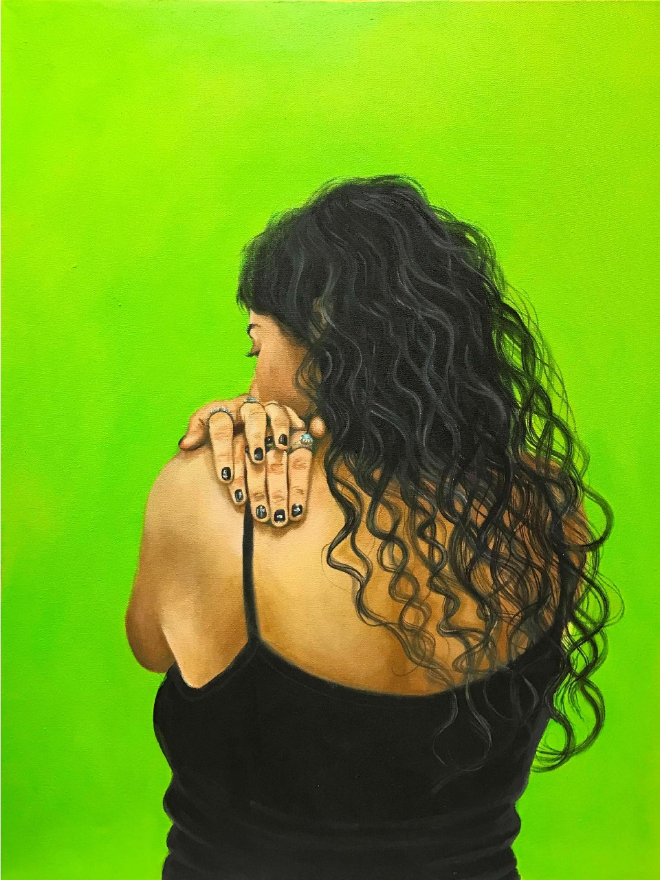 Artist: Erum Akhtar<br/>Title: "Introspection III " <br> Medium: Oil on Canvas<br>Size: 30 x 24 inches