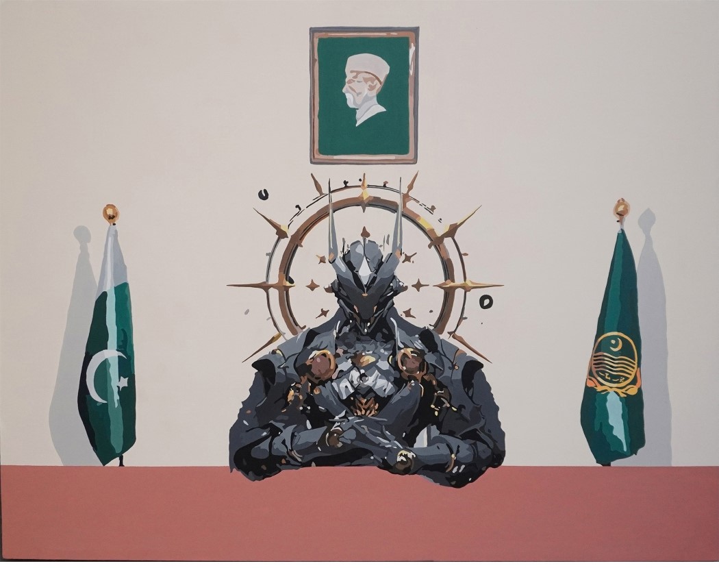 Artist: AB Rehman<br/>Title: "CANDIDATE 3.0 PRO-MAX" <br> Medium:Acrylic On Canvas with Augmented Reality <br>Size: 42 x 54 in