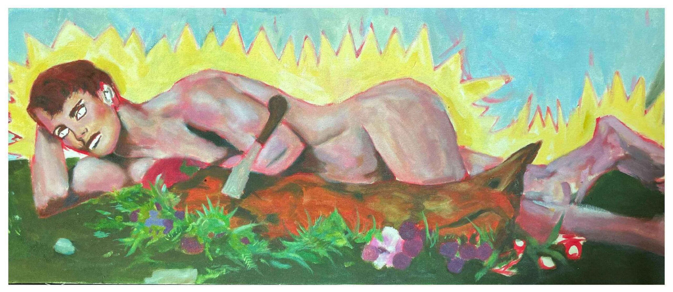 Artist: Anusha  Mahmood  <br />Title: "LAST CUP OF  SORROW" <br> Medium: Oil on Canvas<br>Size: 12 X 30 in