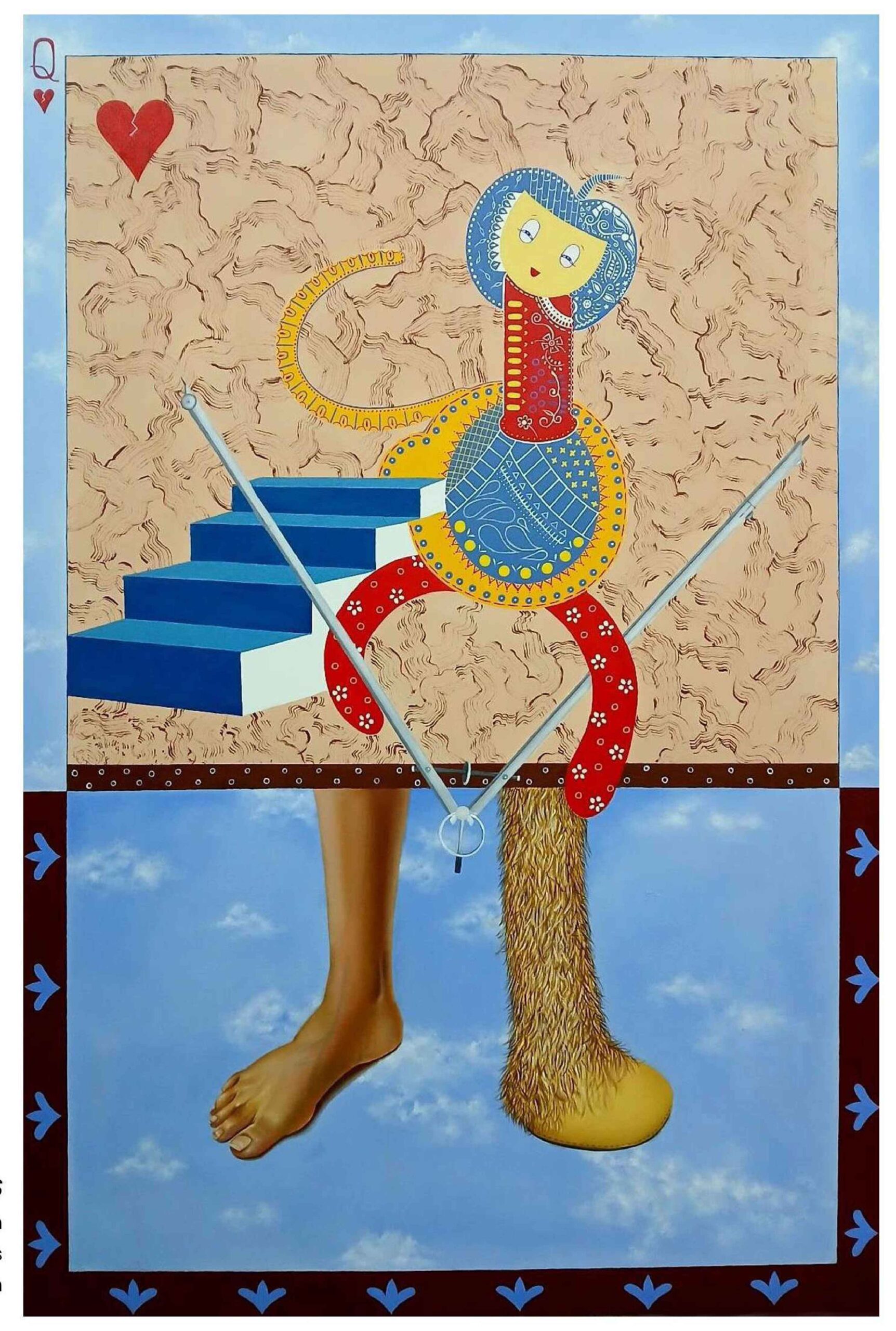 Artist: Ayesha Maheen  <br />Title: "QUEEN OF WOES" <br> Medium: Oil and Acrylics on Canvas <br>Size: 36 X 54 in