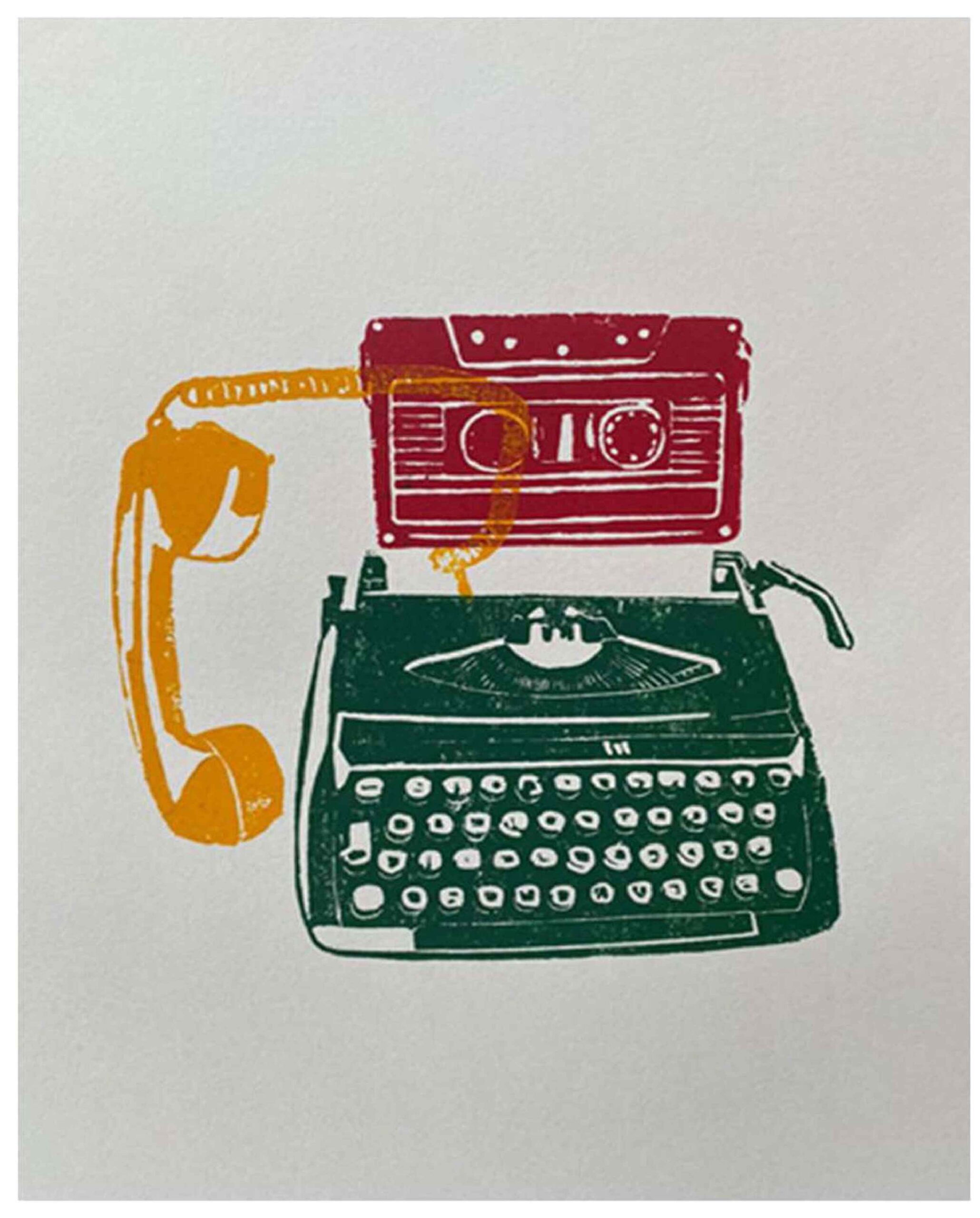 Artist: Fateh Kirmani<br />Title: "RUNNING OUT OF TIME " <br> Medium: Lineocut <br>Size: 29 X 25 in