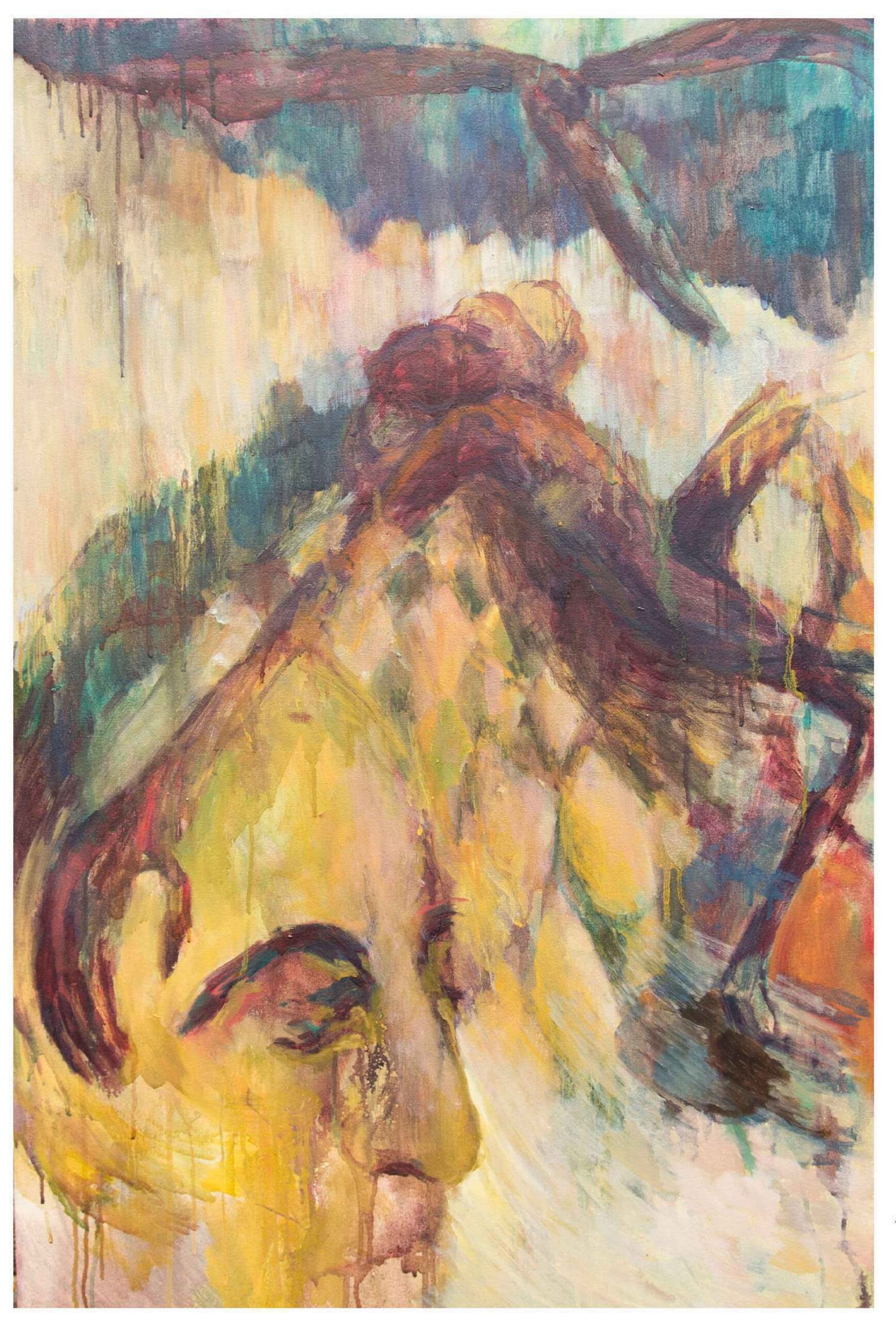 Artist: Fatima Ahmad<br />Title: "A KIND OF TRIAL  " <br> Medium: Oil on Canvas<br>Size: 24 X 36 in
