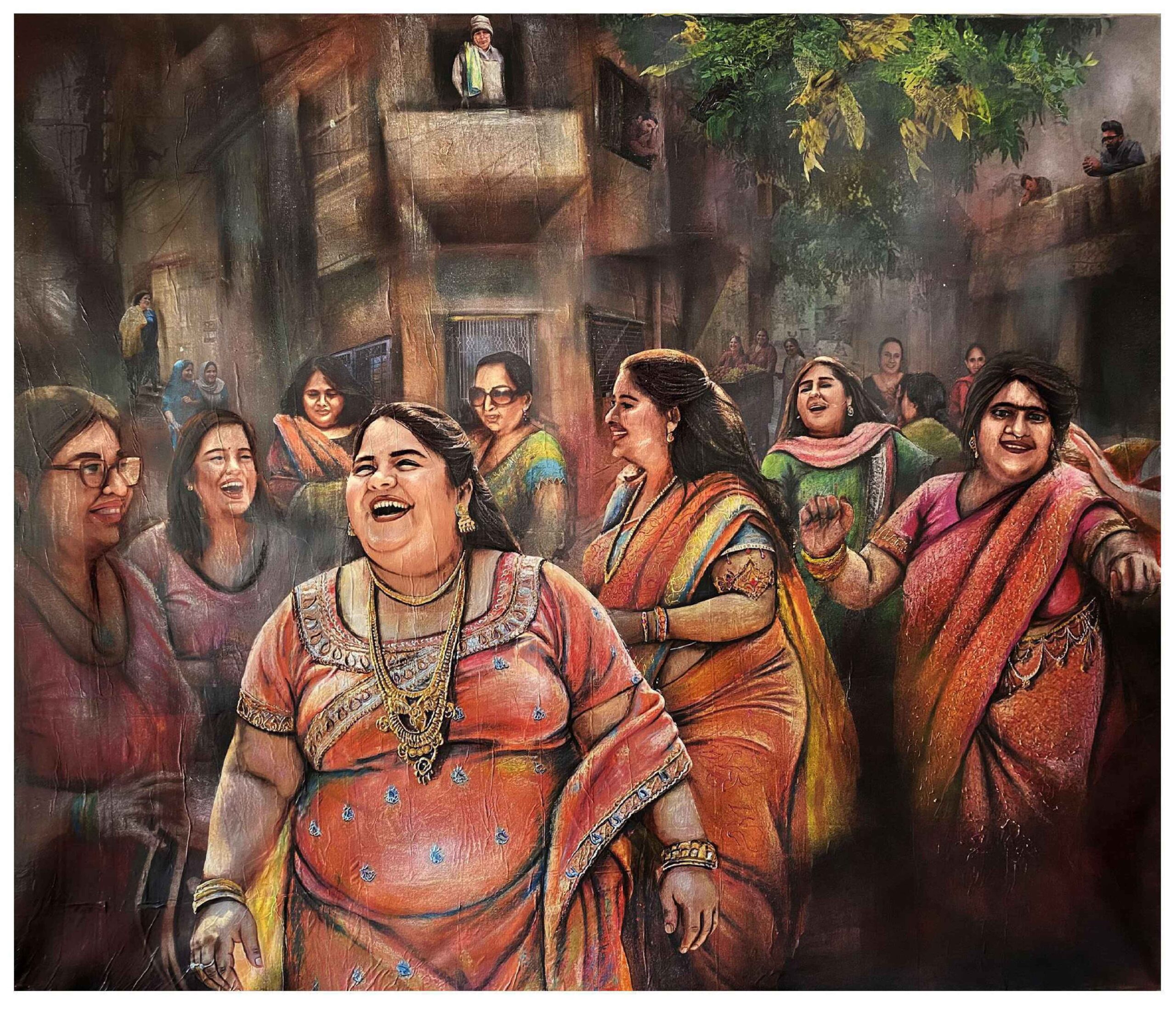 Artist: Fatima Aamer Mustafa<br />Title: "(MARIA DA VIYAH)  " <br> Medium: Mixed Media on Canvas <br>Size: 60 X 48 in