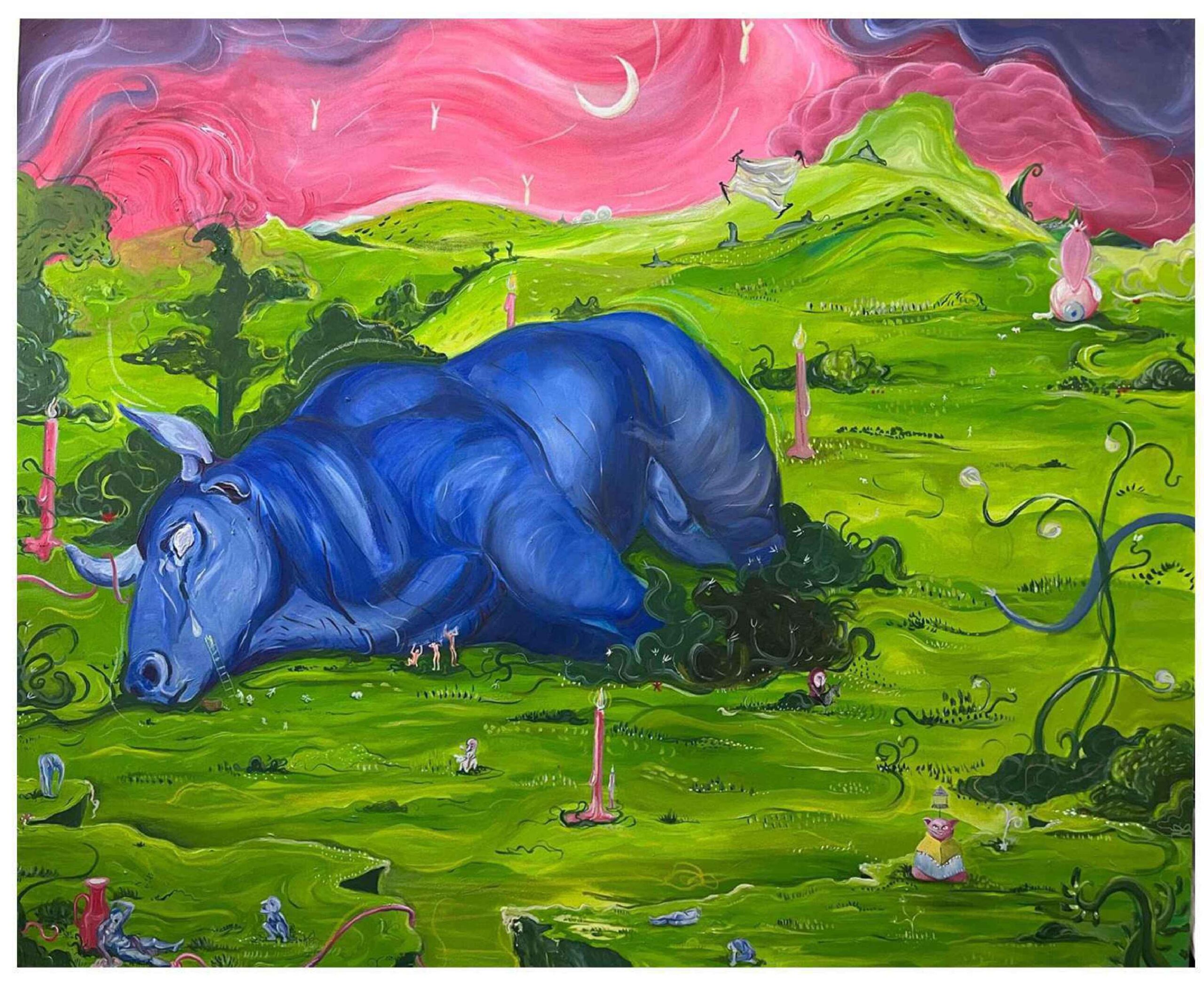 Artist: Huda Saeed<br />Title: "Departure" <br> Medium: Oil on Canvas <br>Size: 60 X 48 in