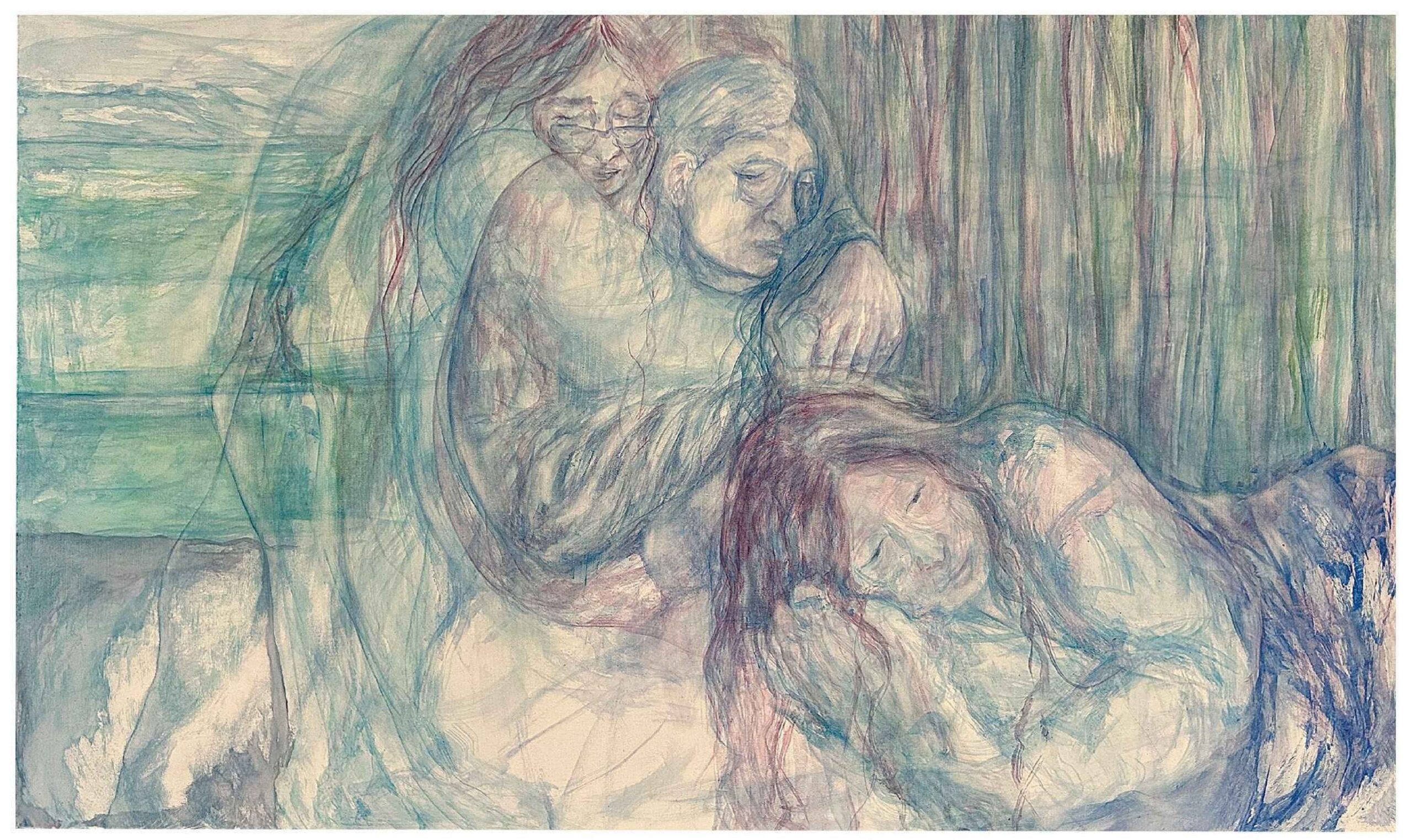 Artist: Lyba Malik <br />Title: "گزر چکا ہے تیرے اعتبار کا موسم (THE SEASON OF YOUR TRUST HAS PASSED)" <br> Medium: TOil on Canvas <br>Size: 60 X 36 in
