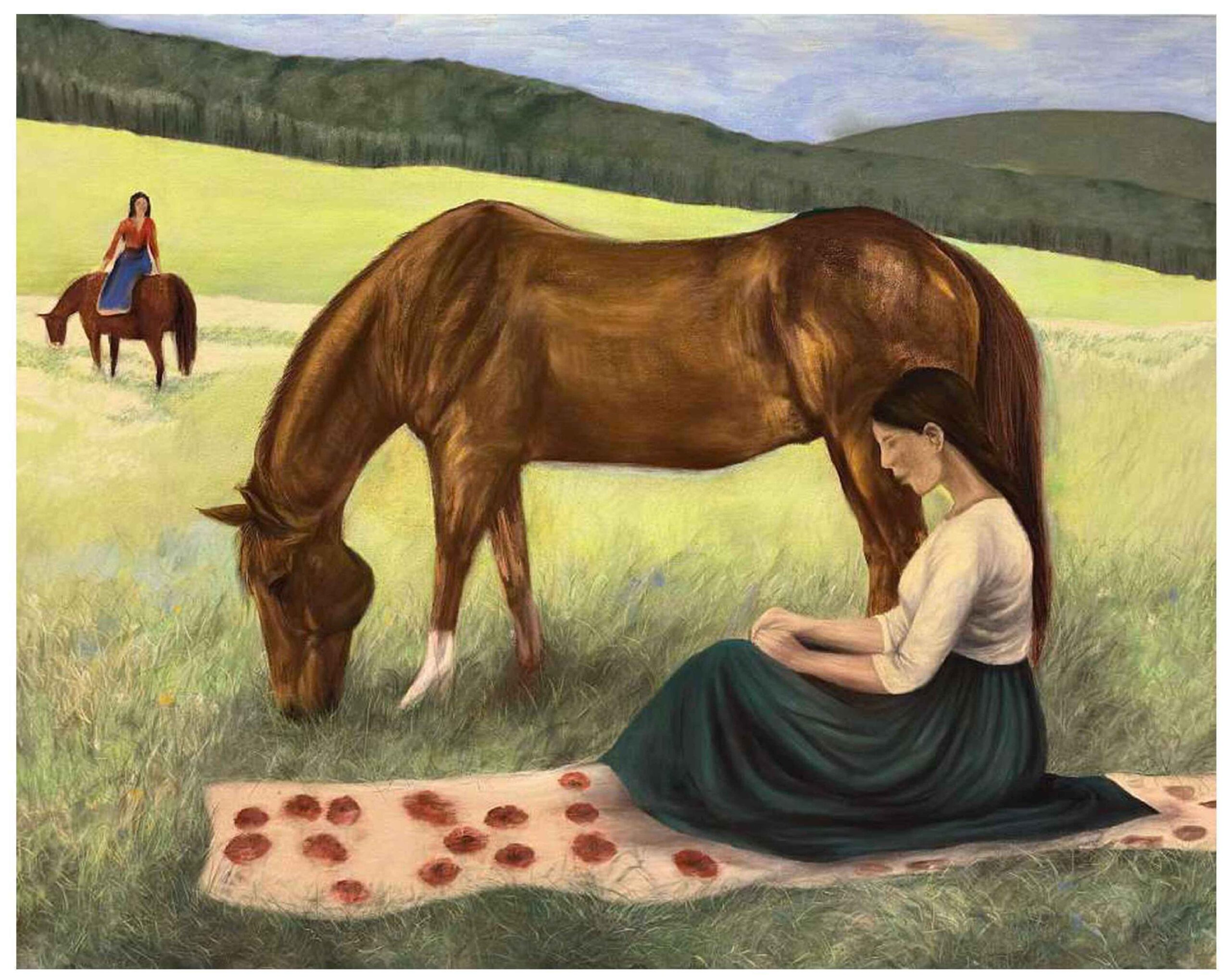Artist: Roheen Ghauri<br />Title: COMPANIONS OF THE QUIET <br> Medium: Soft Pastels on Canvas <br>Size: 60 X 48 in