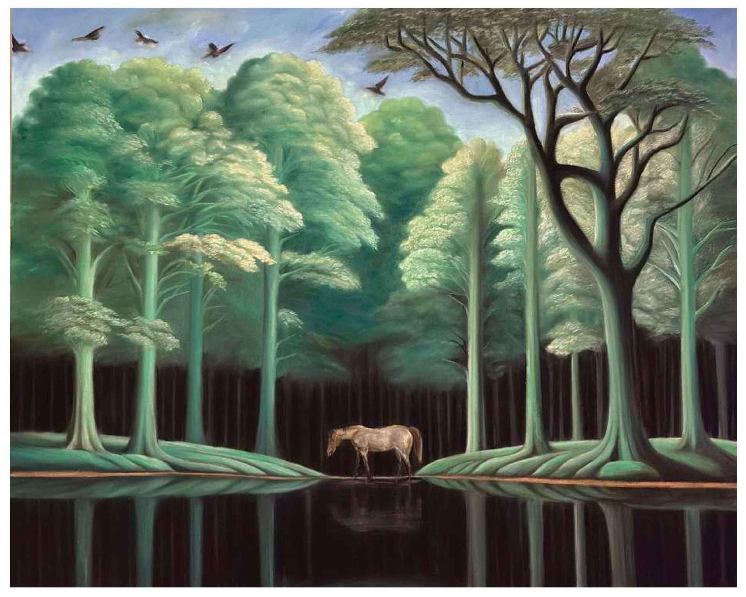 Artist: Roheen Ghauri<br />Title: THROUGH THE THICKET<br> Medium: Soft Pastels on Canvas <br>Size: 60 X 48 in