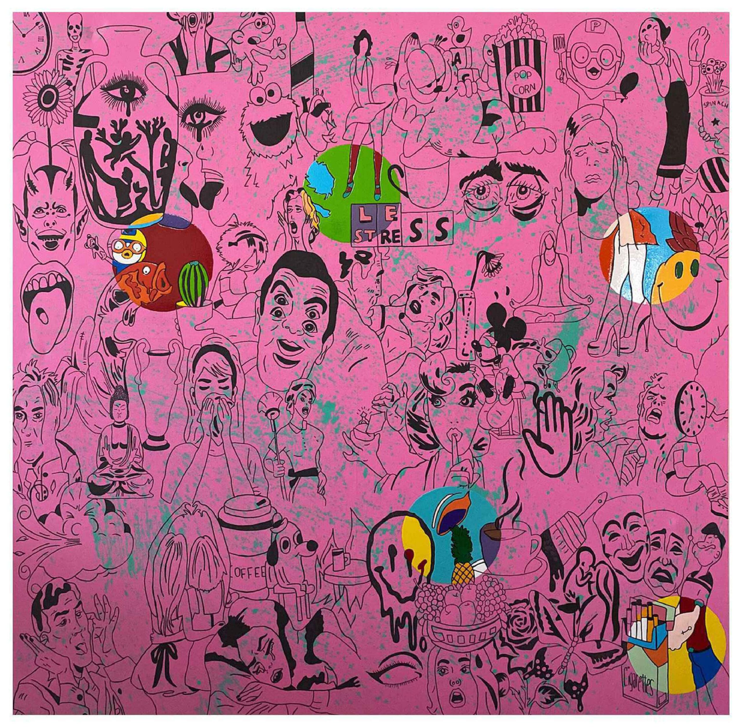 Artist: Zoha Zafar Malik <br />Title: MOOD SWINGS <br> Medium: Mix Media on Canvas <br>Size: 60 X 60 in